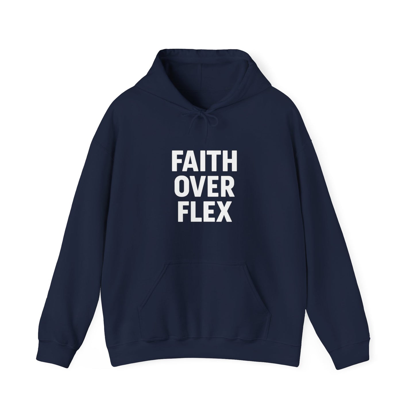 Faith Over Flex™ Hoodie – Unisex Christian Streetwear