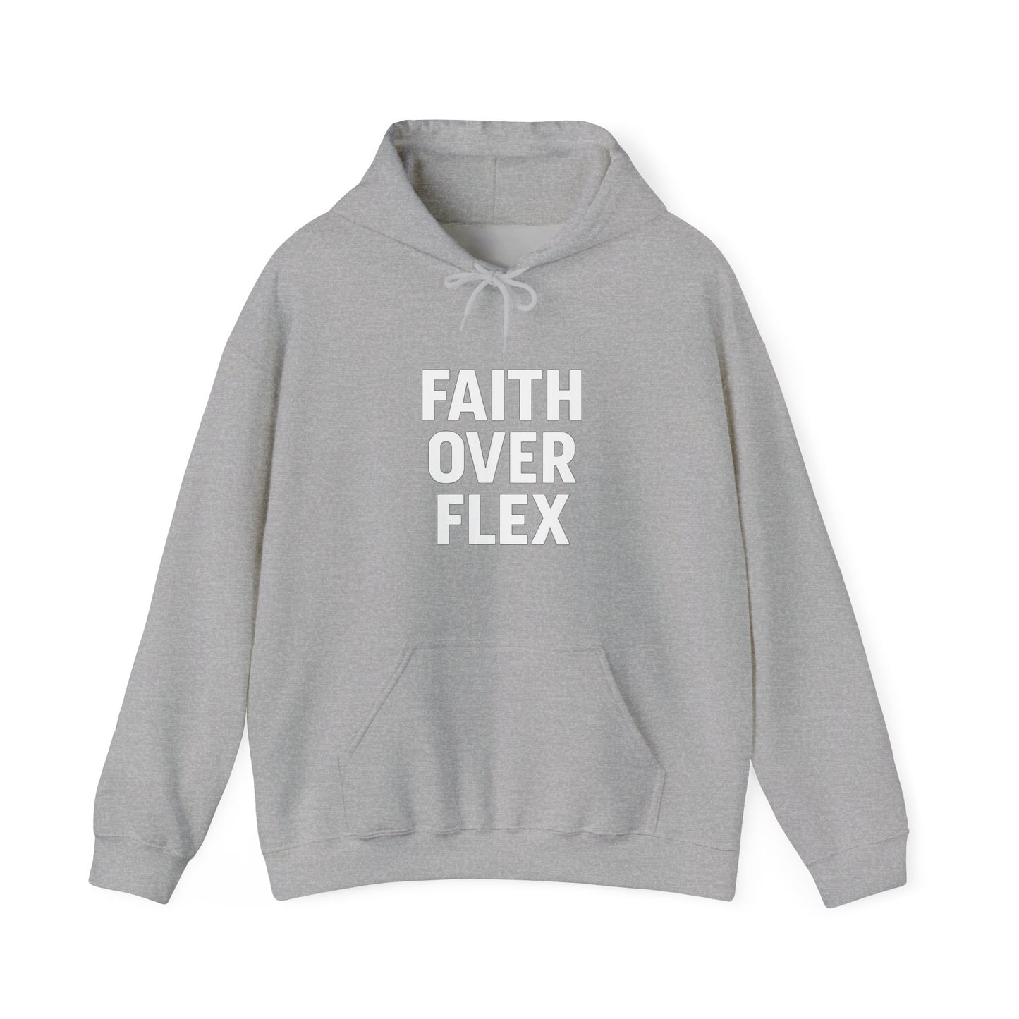 Faith Over Flex™ Hoodie – Unisex Christian Streetwear