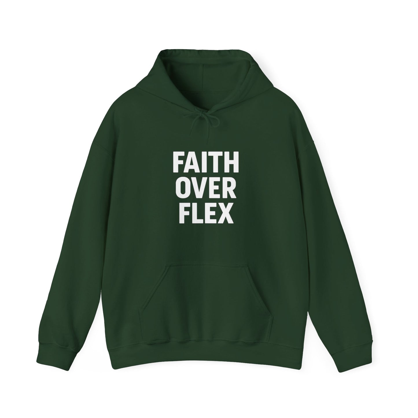 Faith Over Flex™ Hoodie – Unisex Christian Streetwear
