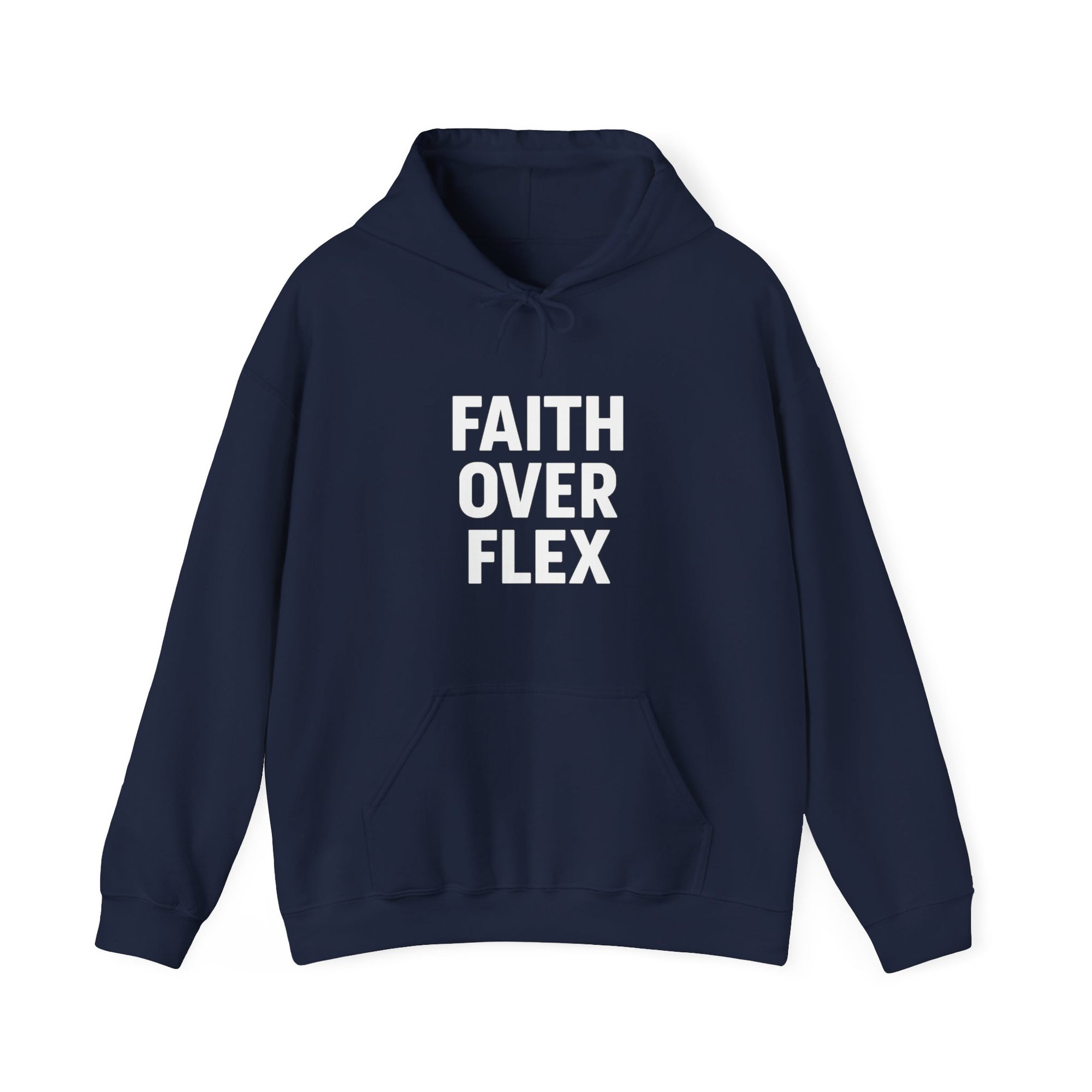 Faith Over Flex™ Hoodie – Unisex Christian Streetwear