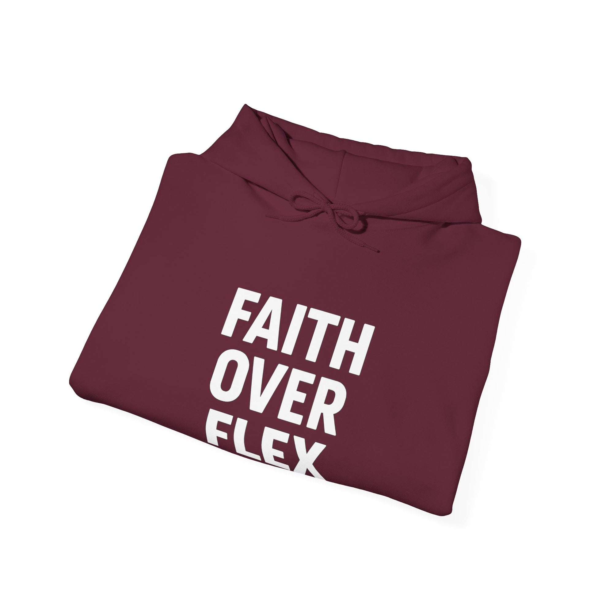 Faith Over Flex™ Hoodie – Unisex Christian Streetwear