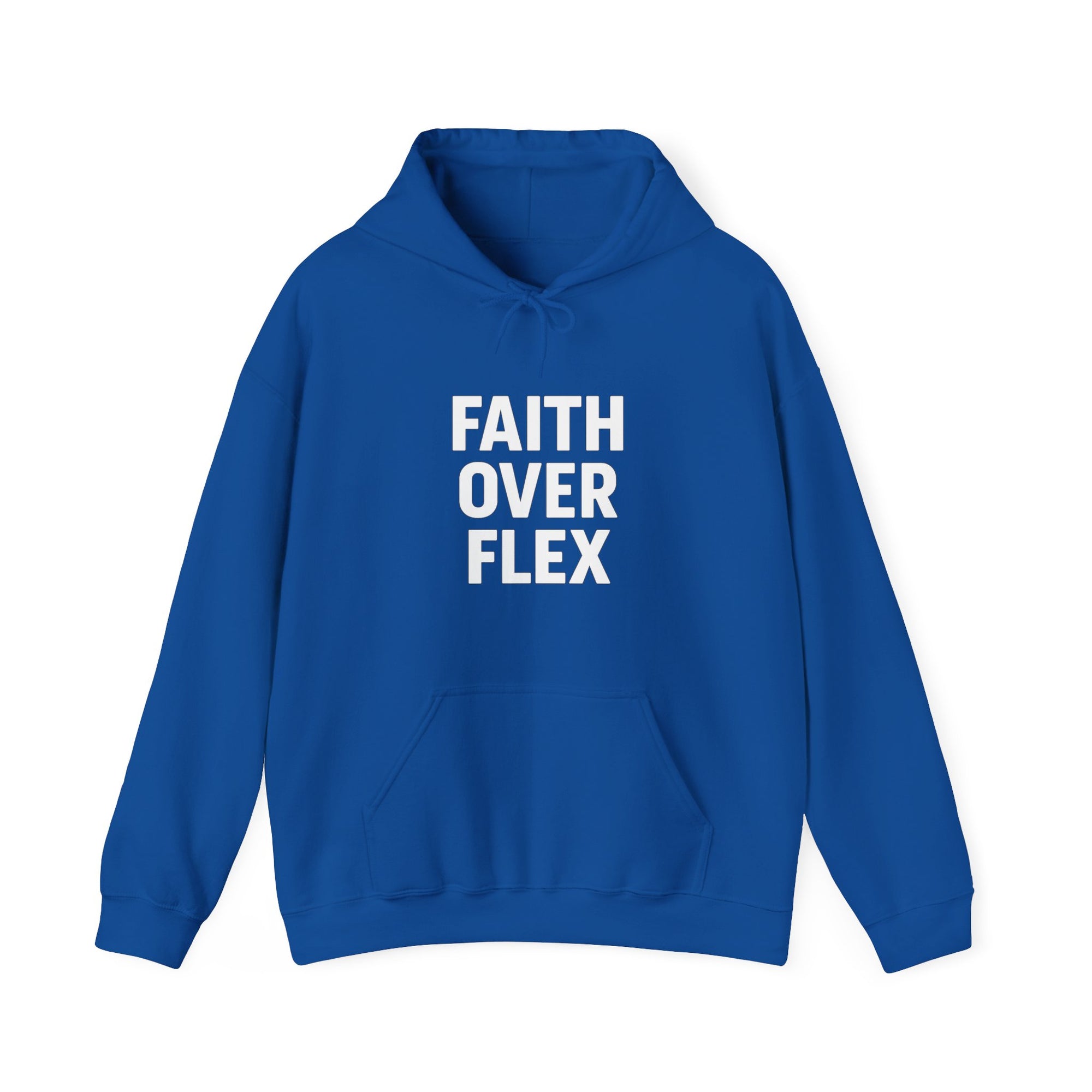 Faith Over Flex™ Hoodie – Unisex Christian Streetwear
