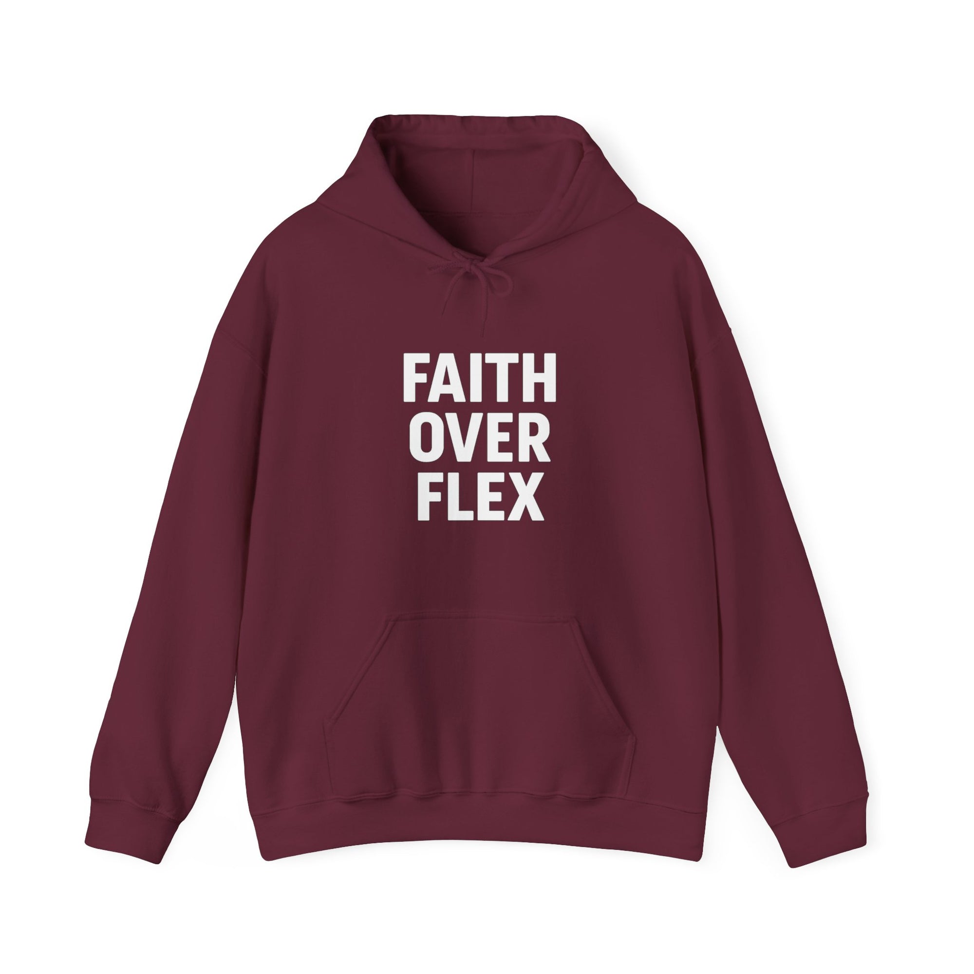 Faith Over Flex™ Hoodie – Unisex Christian Streetwear