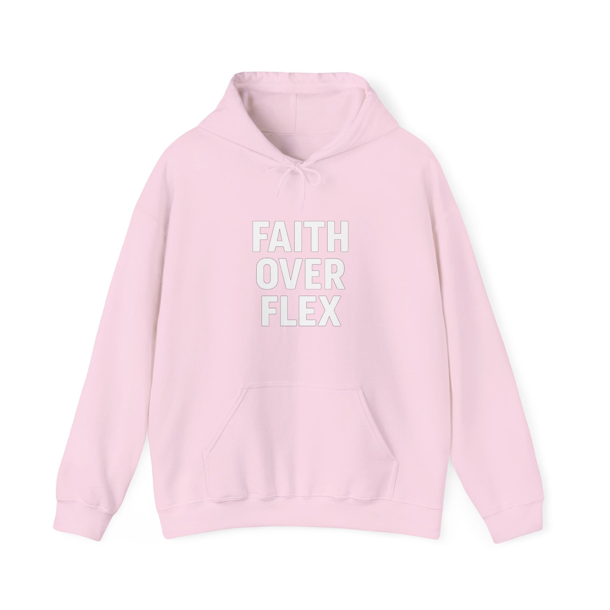 Faith Over Flex™ Hoodie – Unisex Christian Streetwear