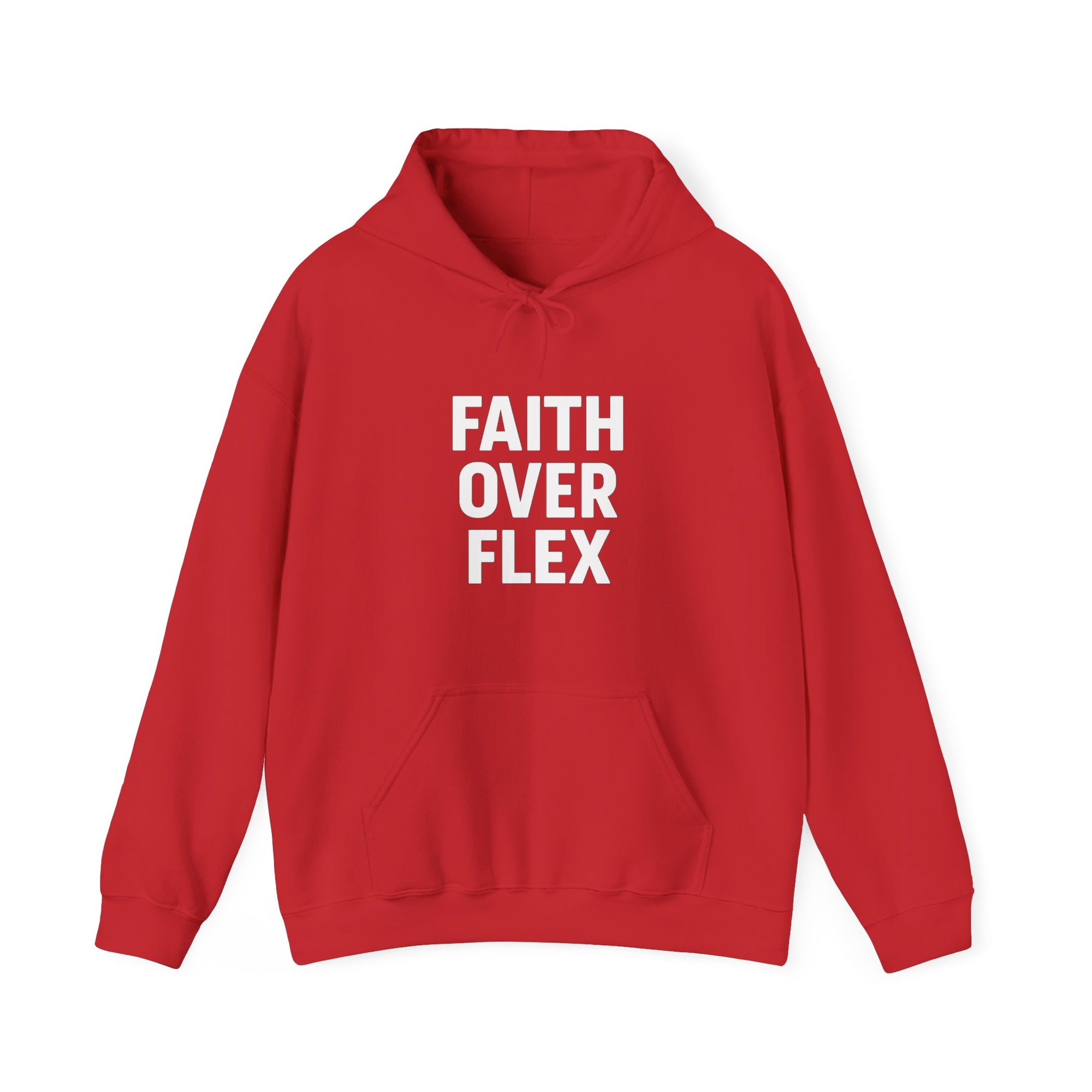Faith Over Flex™ Hoodie – Unisex Christian Streetwear