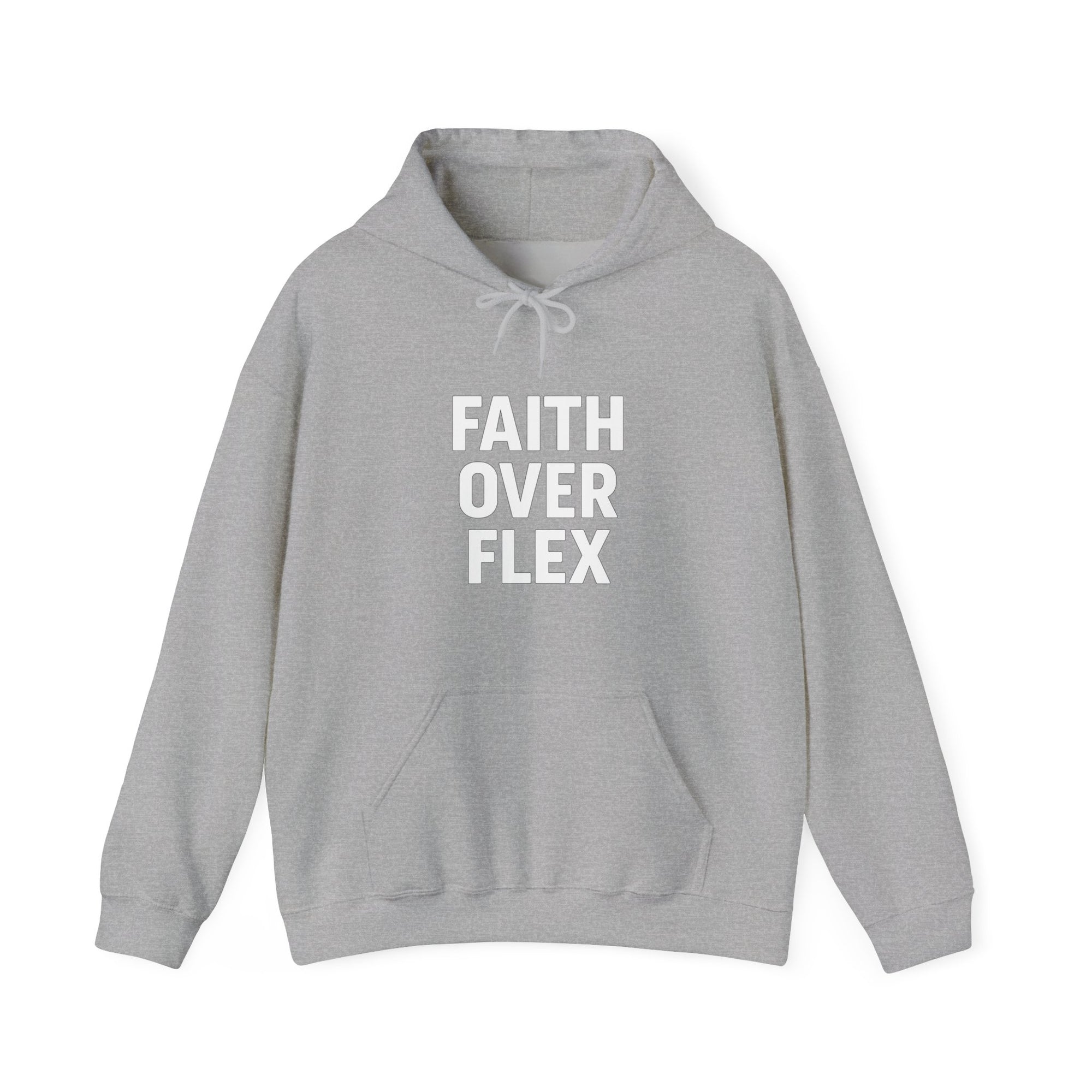 Faith Over Flex™ Hoodie – Unisex Christian Streetwear