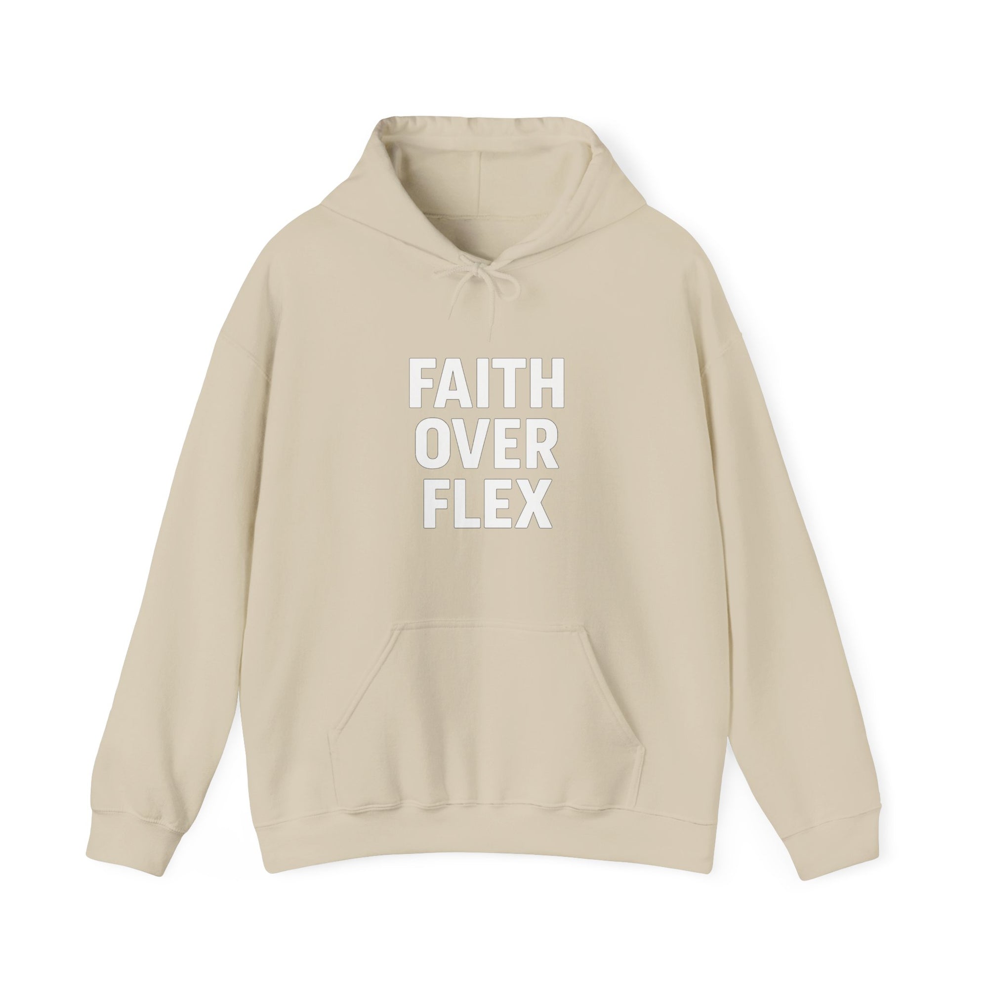 Faith Over Flex™ Hoodie – Unisex Christian Streetwear