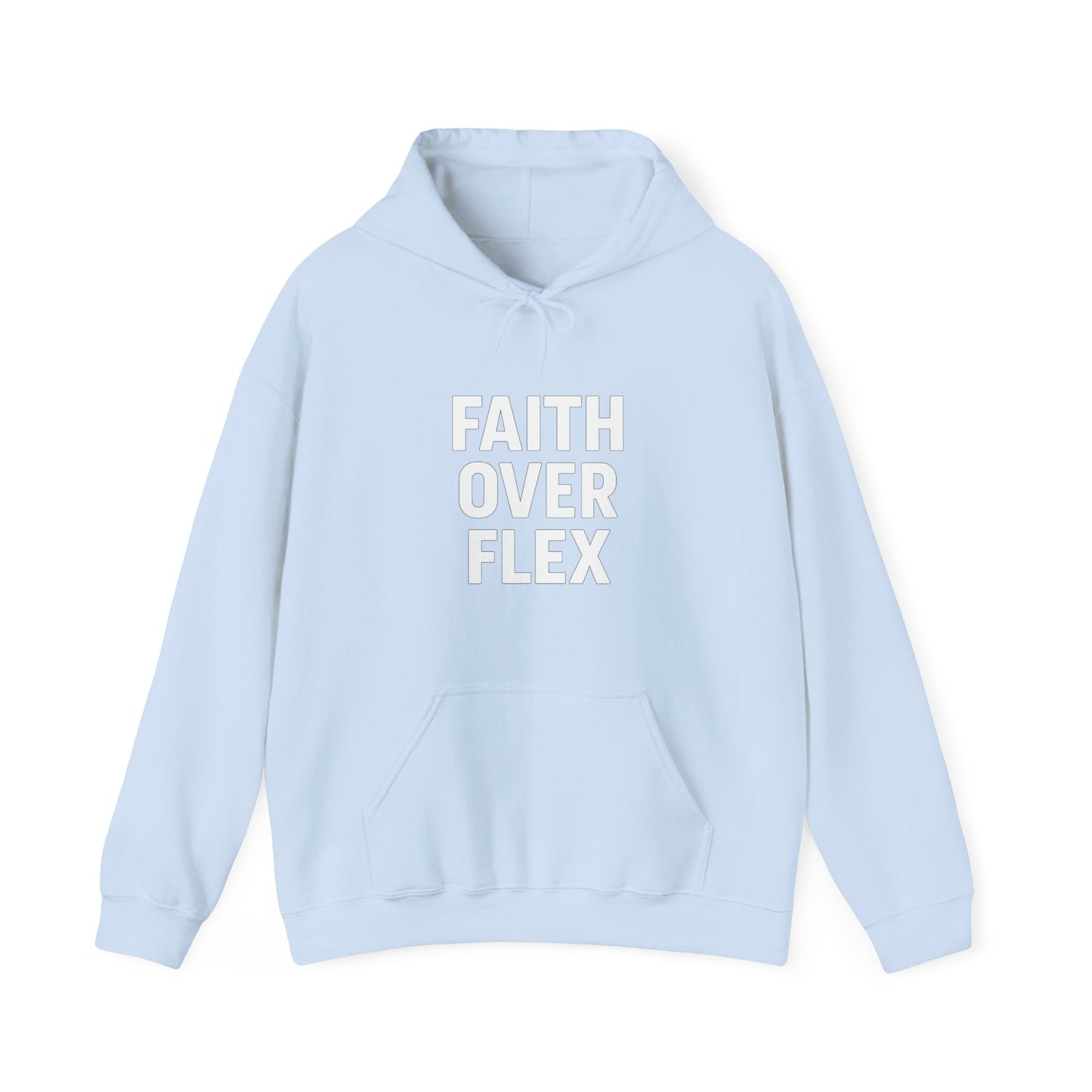 Faith Over Flex™ Hoodie – Unisex Christian Streetwear