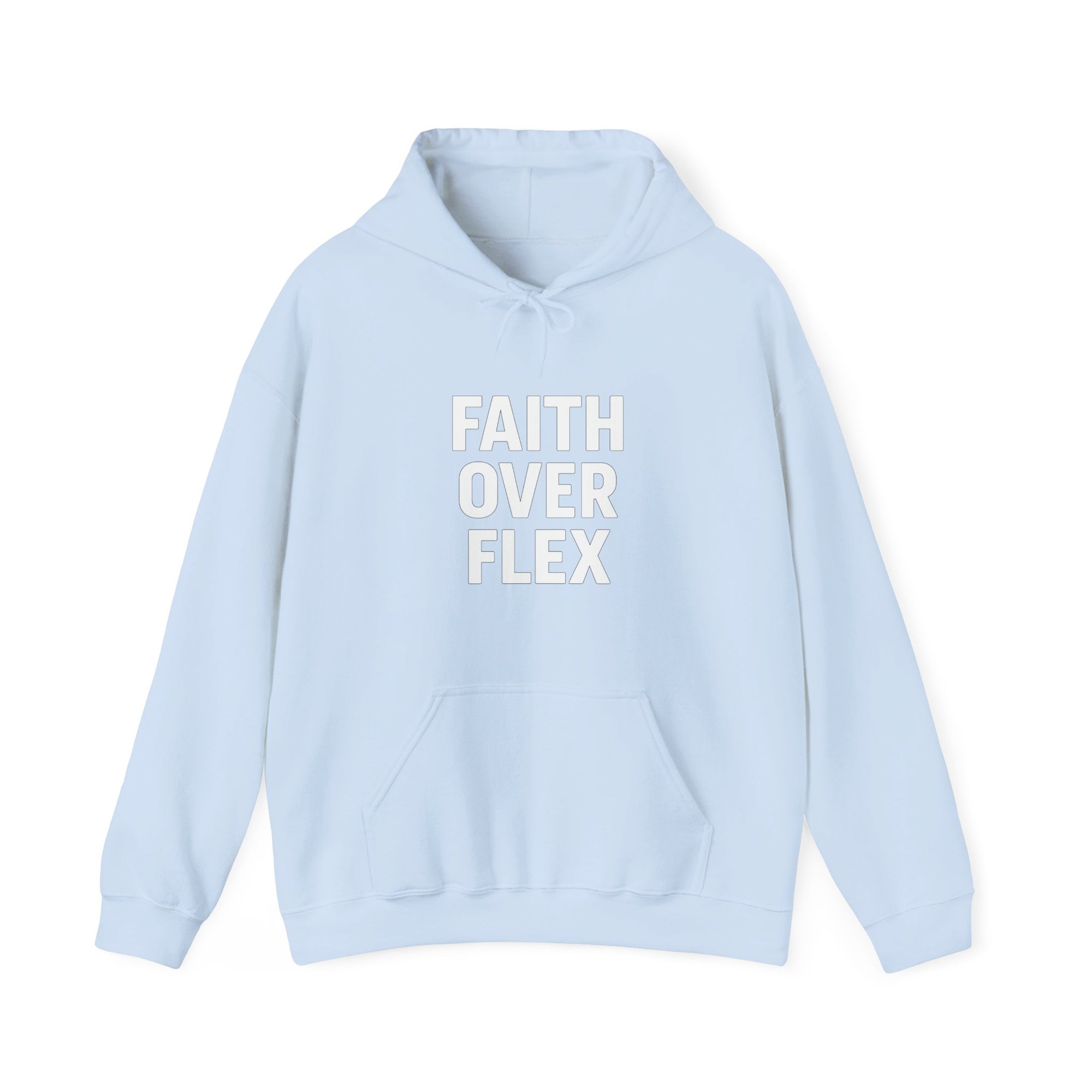 Faith Over Flex™ Hoodie – Unisex Christian Streetwear